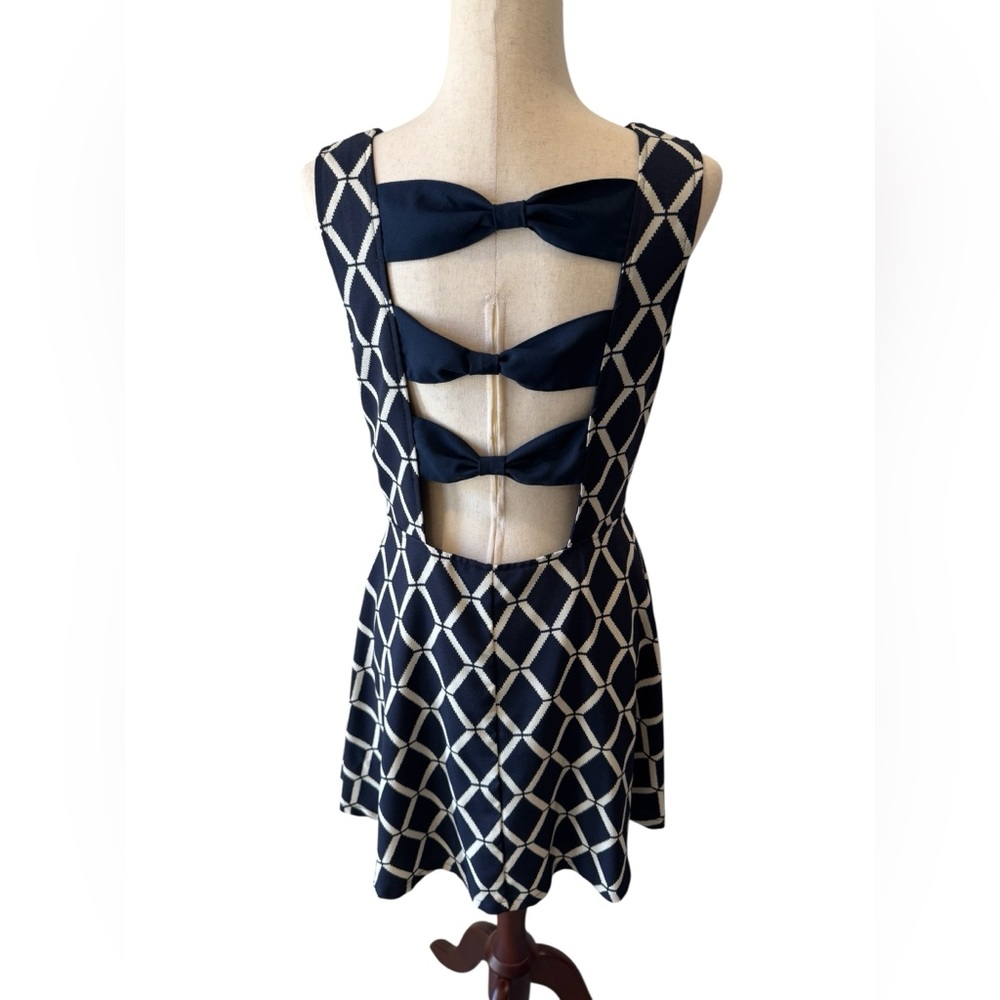 Navy Geometric Pattern Dress - Picture 2 of 3